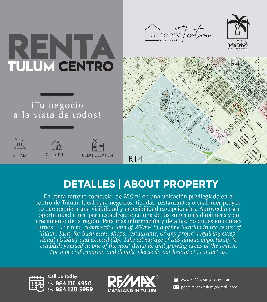 Imagen de terreno en renta en tulum centro, tulum, quintana roo