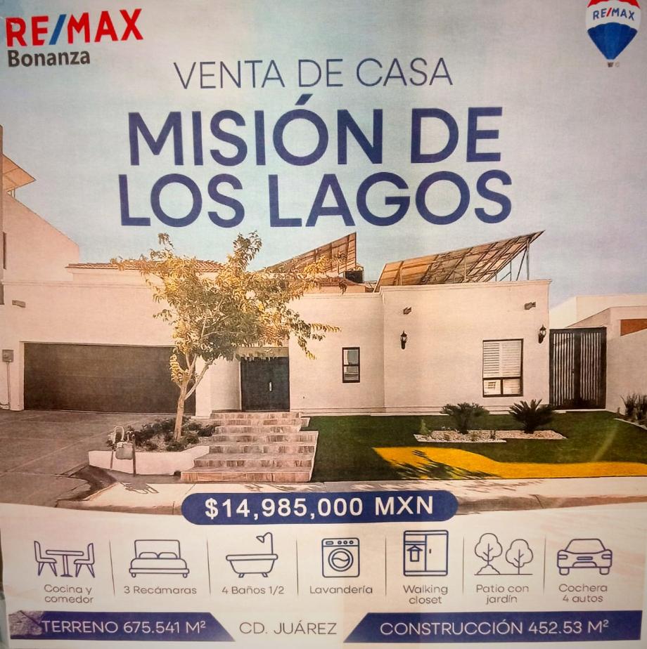 Imagen de casa en venta en misión de los lagos, juárez, chihuahua