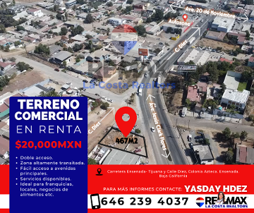 TERRENO COMERCIAL EN RENTA EN ZONA CENTRO DE ENSENADA - (34)